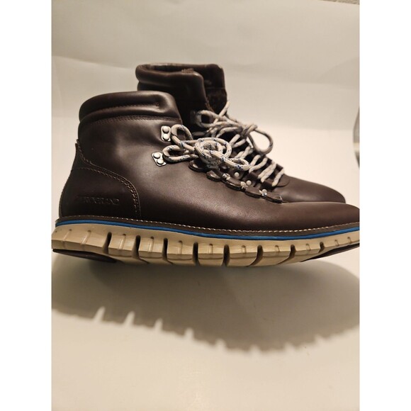 Cole Haan Zerogrand Lace‎ Up Boots Size 9.5 Brown Leather Waterproof C33960